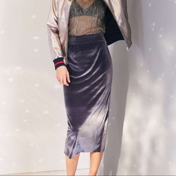 Urban Outfitters Dresses & Skirts - ☀️Silence + Noise | Velvet Midi Skirt Slate Gray